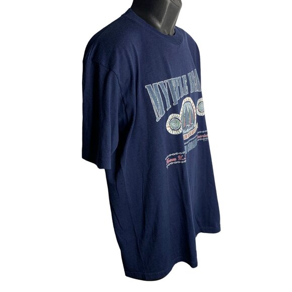 Vintage 90s Myrtle Beach Crewneck T Shirt XL Blue Single Stitch Short Sleeves - Picture 5 of 6